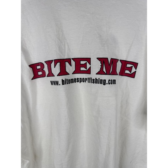 Vintage White Heavy Weight "Bite Me" T-Shirt Size XL - Picture 6 of 7